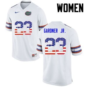 Women's Florida Gators #23 Chauncey Gardner Jr. NCAA Nike White USA Flag Fashion Authentic Stitched College Football Jersey QNA3562MN